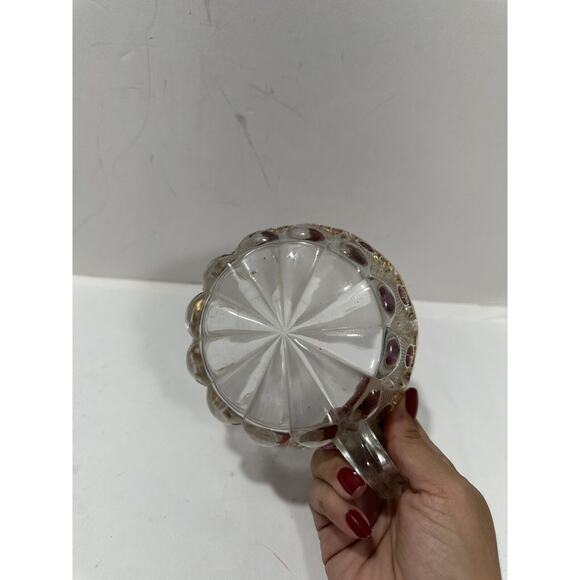 EAPG U.S. Glass Daisy Bullseye Purple‎ Amethyst Stained Bowl With Handle - Picture 8 of 9